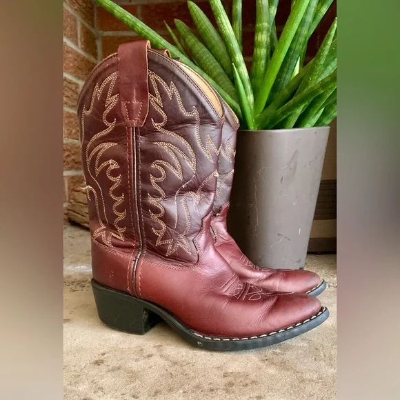 Old West Child size 10  Cowboy Boots Leather - Picture 2 of 11